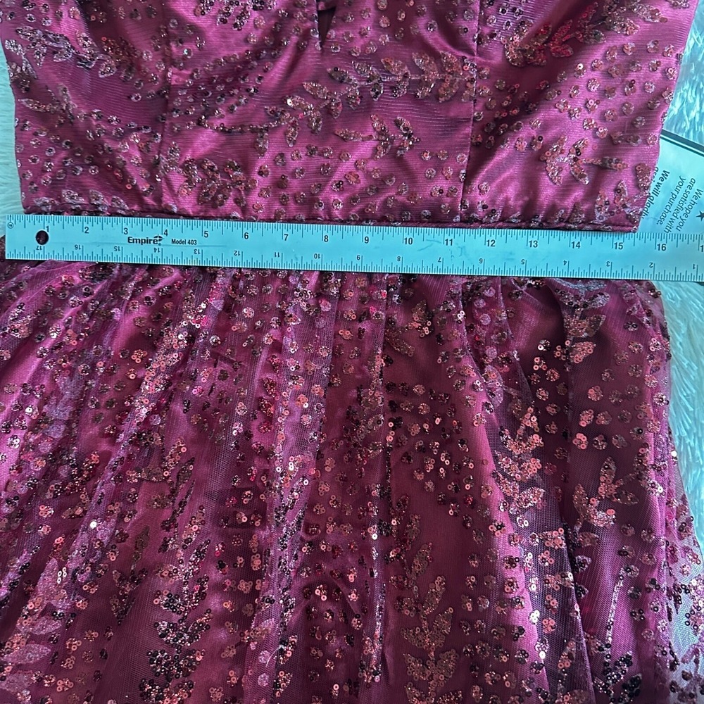 Blondie Nites Burgundy Sequin Gown Princess Fairycore Prom Gala Size 13 NWT - Picture 13 of 13